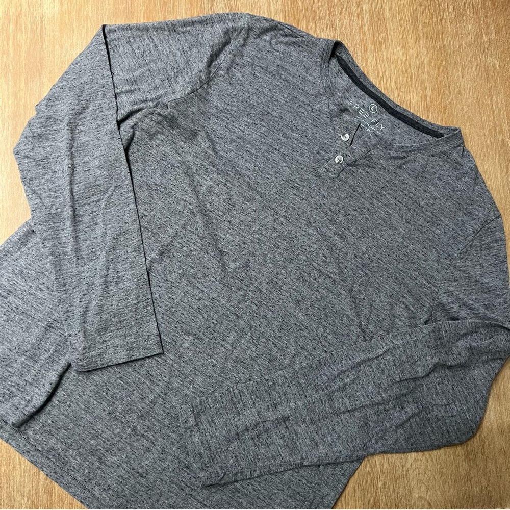 Free Fly Men's Charcoal Gray Long Sleeve Henley L